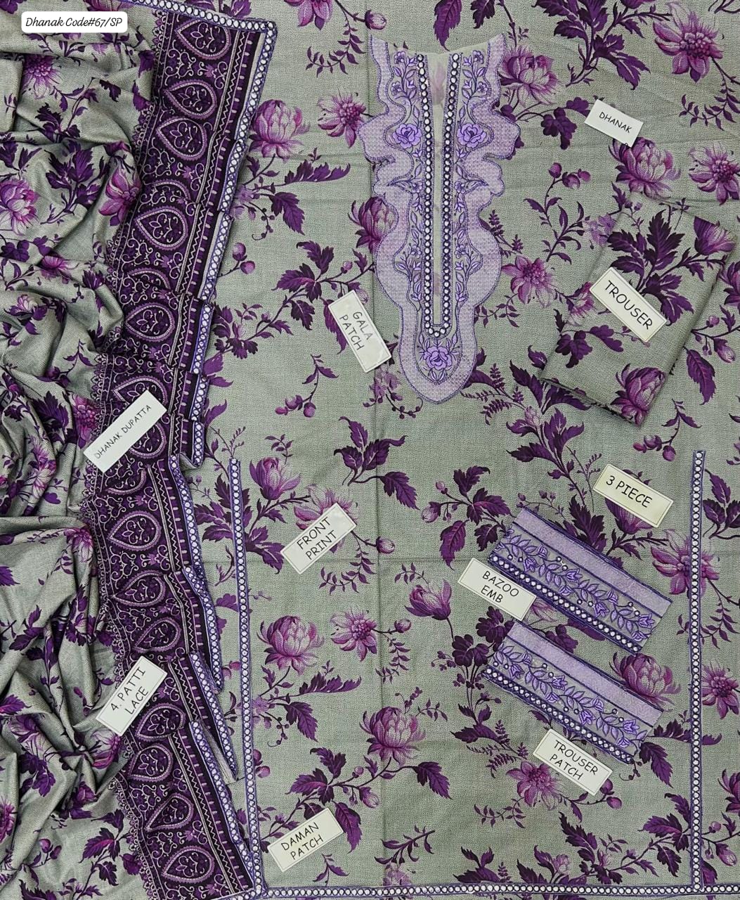 St-02 Digital Print Dhanak 3 Piece ( Unstitched ) - Image 2