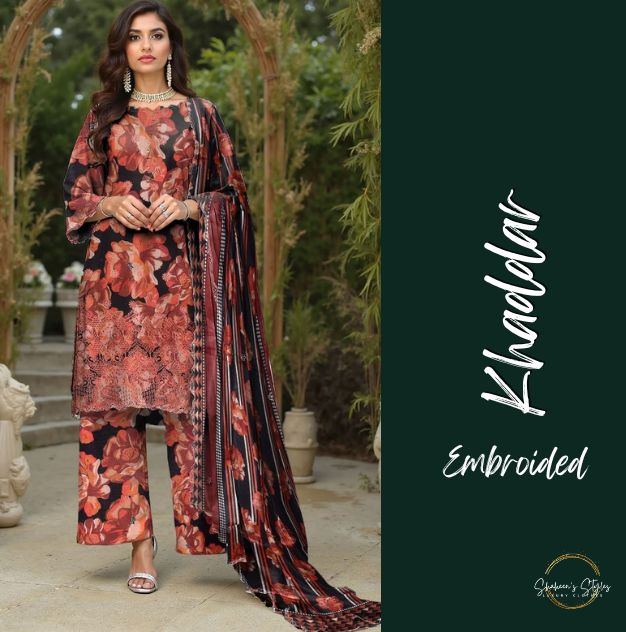 St-03 Unstitched Embroided Khaddar