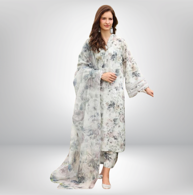 St-09 Digital Print Khaddar 3 Piece Unstitched - Image 1