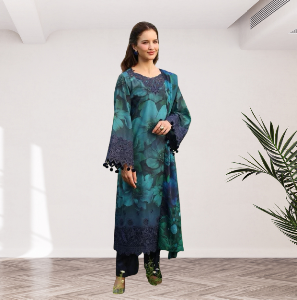 St-08 Digital Print Khaddar 3 Piece Unstitched - Image 1