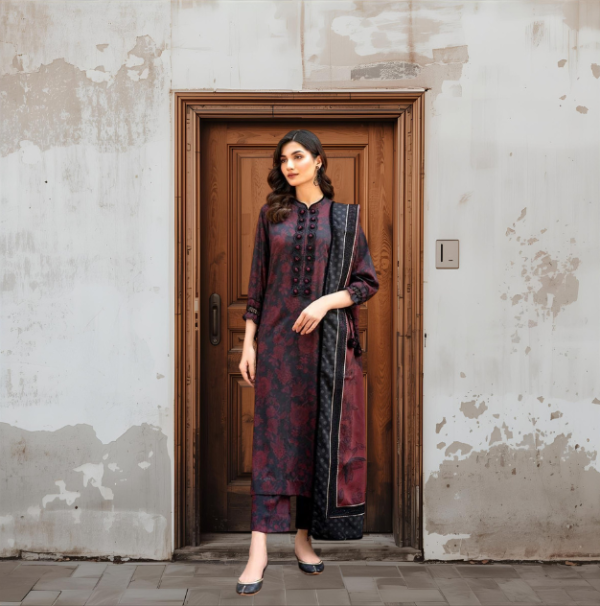 St-02 Digital Print Dhanak 3 Piece Unstitched