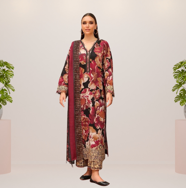 Digital Print Khaddar Unstitched 3 Piece