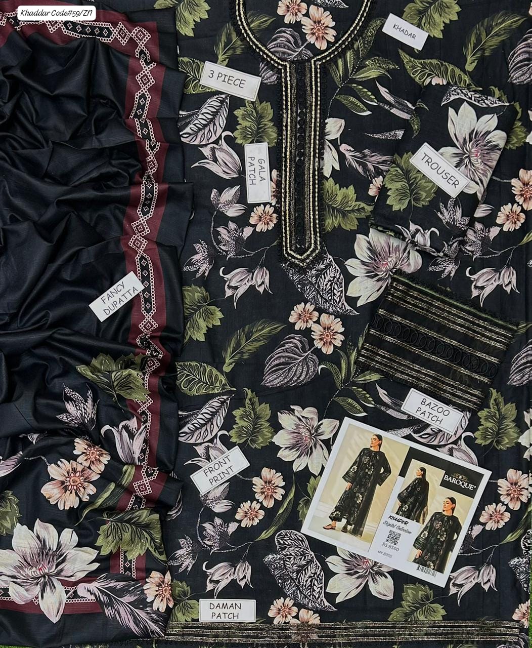 St-03 Digital Print Khaddar 3 Piece Unstitched - Image 3