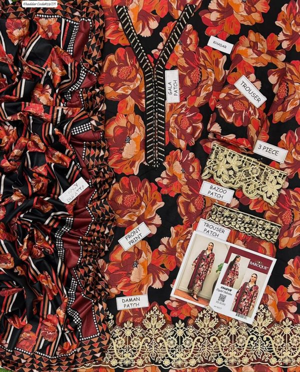 St-05 Digital Print Khaddar 3 Piece Unstitched - Image 3