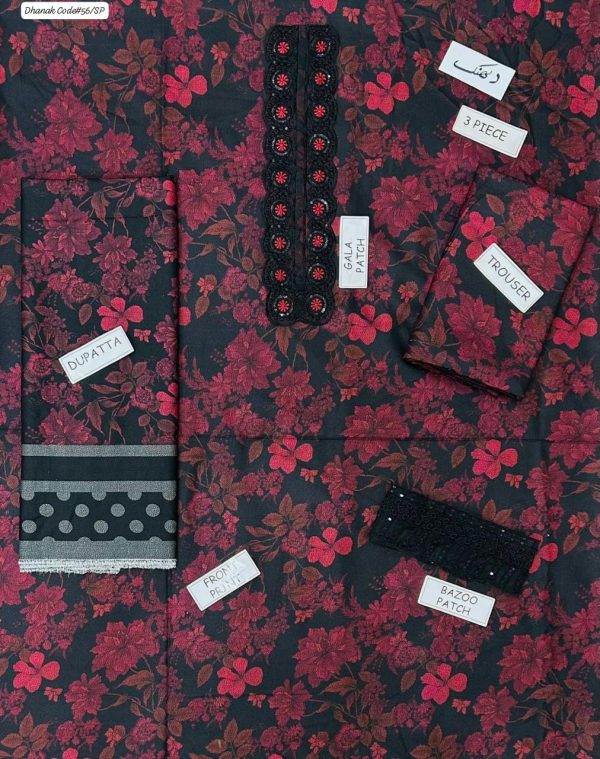 St-02 Digital Print Dhanak 3 Piece Unstitched - Image 3