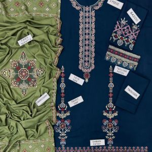 ST-2 Embroided 3 Piece Dhanak Unstitched Suit - Image 3